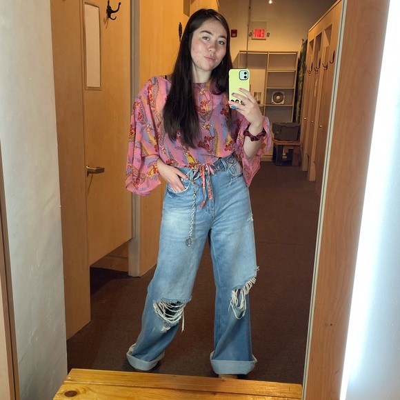 • Y2K floral sheer cinched butterfly crop top • - Picture 6 of 7